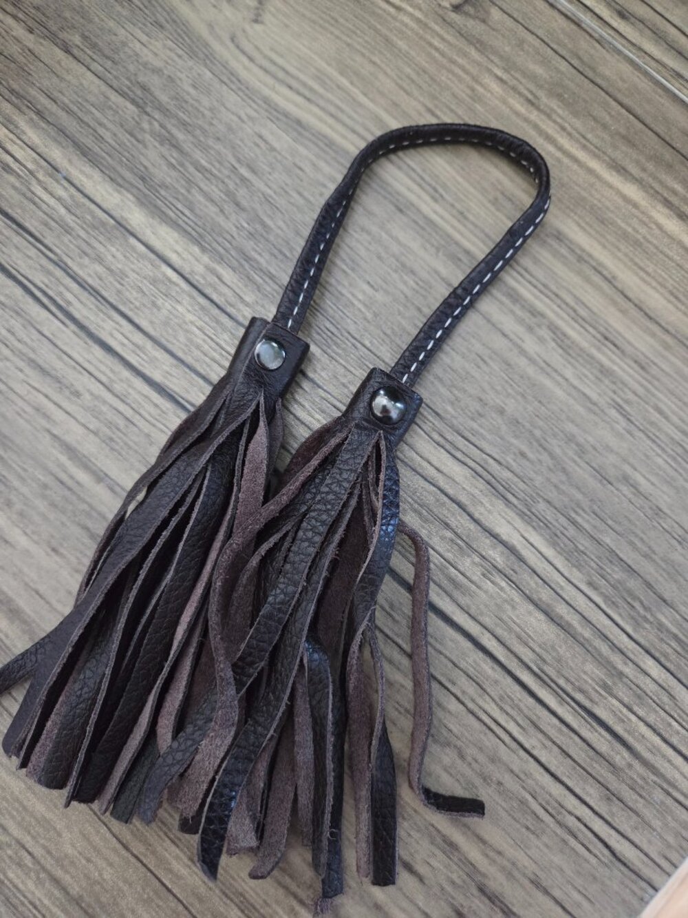 Dark Chocolate Brown Leather Purse Charm  Tassel